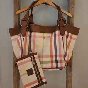 Burberry Leather Trimmed Tote Bag